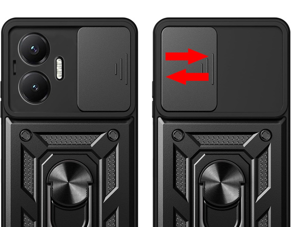 Husă blindată pentru Xiaomi Poco F7, CamShield Slide, negru
