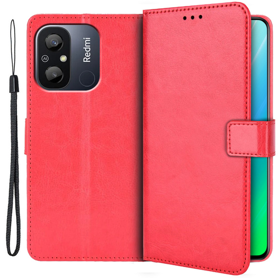 Cu clapetă pentru Xiaomi Redmi 12C, Crazy Horse Wallet, roșu