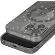 Husă pentru iPhone 16 Pro, ERBORD Glitter MagSafe, negru + Sticlă pentru ecran