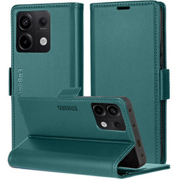 Husă pentru Xiaomi Redmi Note 13 Pro 5G, ERBORD Glossy Litchi, portofel cu clapetă, verde