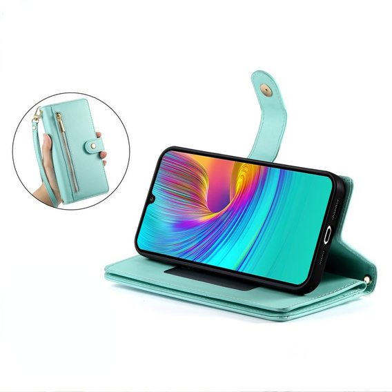 Cu clapetă pentru Samsung Galaxy A36 5G, Wallet Zipper Pocket, verde