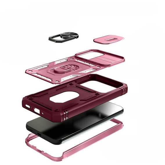 Husă blindată pentru Samsung Galaxy A54 5G, CamShield Slide, roz / burgundy