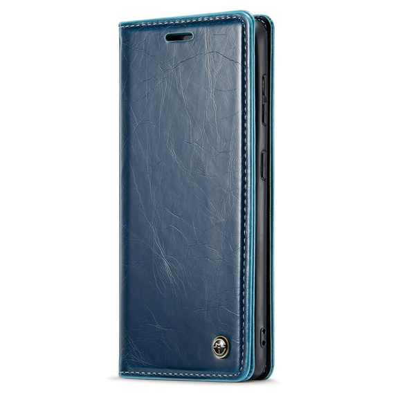 Carcasă flip CASEME pentru Samsung Galaxy S21 FE, Waxy Textured, albastru