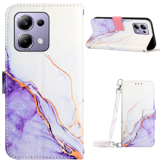 Cu clapetă pentru Xiaomi Redmi Note 13 Pro 4G / Xiaomi Redmi Note 14S / Xiaomi Poco M6 Pro 4G, Wallet, Marble violet