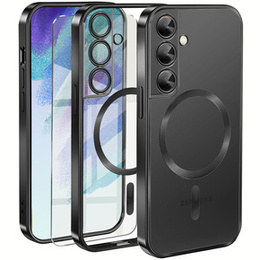 Husă pentru Samsung Galaxy S21 FE, Electro MagSafe, negru + Sticlă pentru ecran