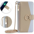 Carcasă flip pentru Samsung Galaxy S22, Wallet Zipper Pocket, cu oglindă, albastru