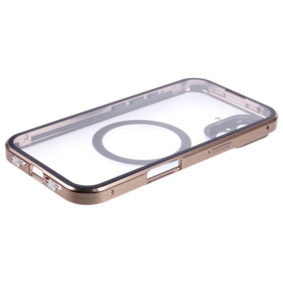 Carcasa Magnetic Dual Glass MagSafe pentru iPhone 16, de aur
