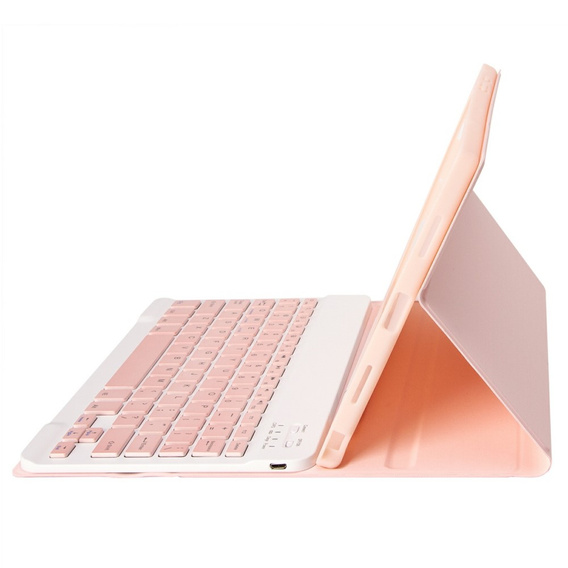 Carcasă + tastatură Samsung Galaxy Tab A9+, Leather Pen Slot, roz rose gold