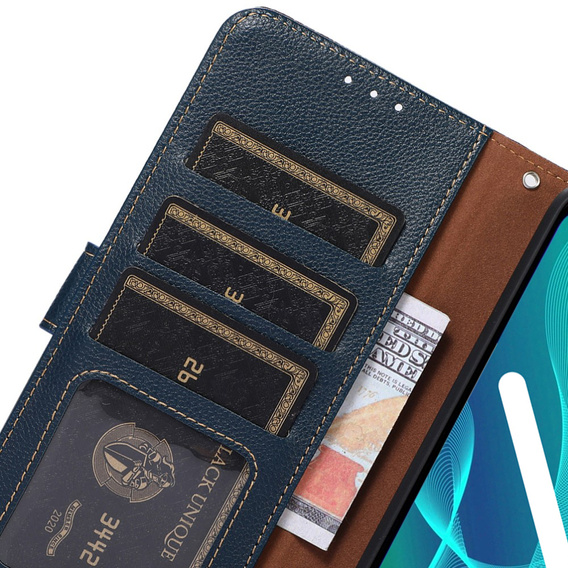 Husa cu clapetă pentru Samsung Galaxy S22+ Plus 5G, KHAZNEH RFID, albastru