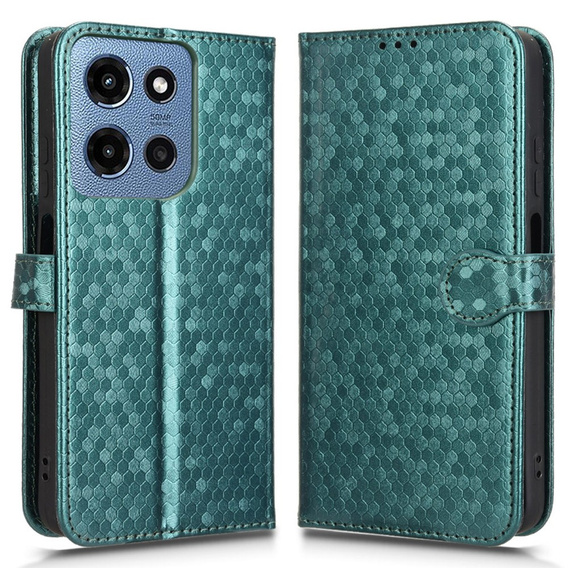 Husa cu clapetă pentru Motorola Moto G86 Power 5G, Wallet Rhombus, verde
