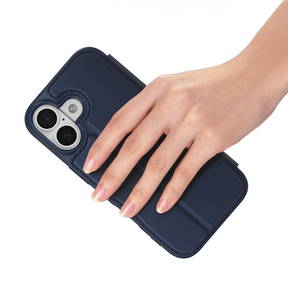Husă Dux Ducis pentru iPhone 17, Skin Pro, cu flip cover, cu slot pentru carduri, albastru marin