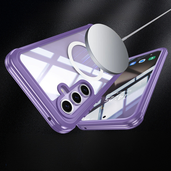Husă pentru Samsung Galaxy S25+ Plus, Shockproof, cu sticlă, pentru MagSafe, violet