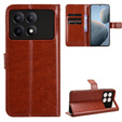 Cu clapetă pentru Xiaomi Poco F6 Pro, Crazy Horse Wallet, maro