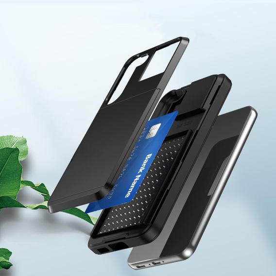 Huse pentru Samsung Galaxy S23, Sliding Card Holder, negru