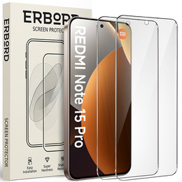 2x ERBORD 9H Sticlă temperată din sticlă dură pentru Xiaomi Redmi Note 15 Pro 4G