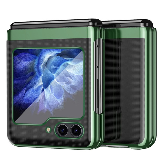 Husă pentru Samsung Galaxy Z Flip7 FE / Z Flip6, PC Case, transparent / verde