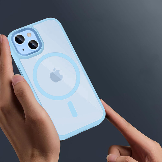 Husă pentru iPhone 13, pentru MagSafe, ERBORD Matt Case, albastru + sticlă pentru ecran