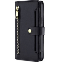 Cu clapetă pentru Samsung Galaxy S23, Wallet Zipper Pocket, negru