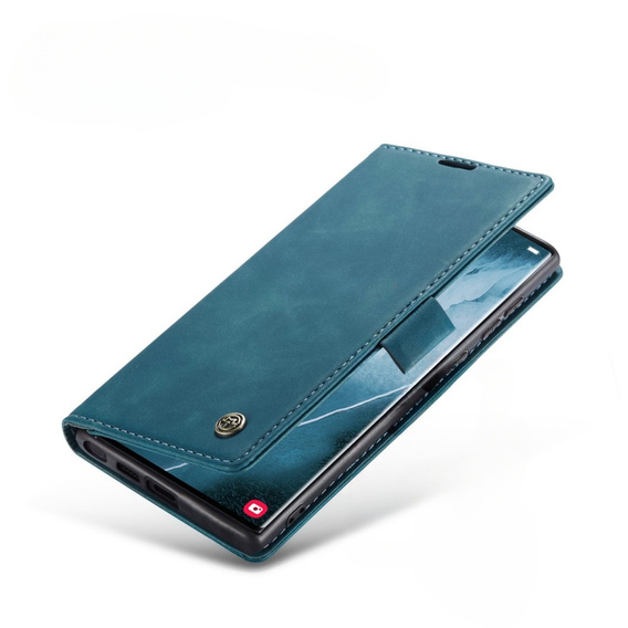 Husa CASEME pentru Samsung Galaxy S22 Ultra, Leather Wallet Case, verde