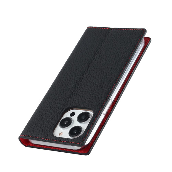 Cu clapetă pentru iPhone 14 Pro Max, Litchi Skin Grain, negru