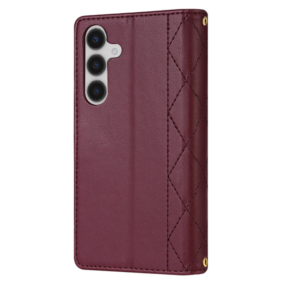 Husă cu clapetă pentru Samsung Galaxy A56 5G, Rhombus Crossbody Leather, maroon