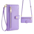 Cu clapetă pentru iPhone 16E, Wallet Zipper Pocket, violet