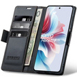 Husă pentru Oppo Reno 11F, ERBORD Glossy Litchi, portofel cu clapetă, negru