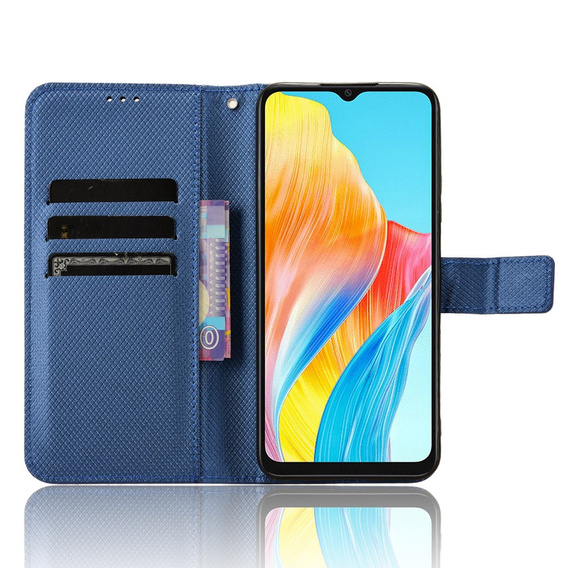 Cu clapetă pentru Oppo A38 4G / Oppo A18 4G, Wallet Smart Magnet, albastru
