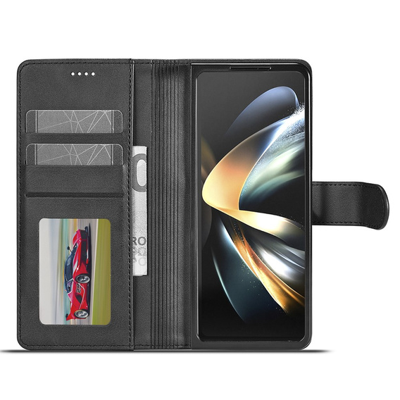 Cu clapetă pentru Samsung Galaxy Z Fold6 5G, LC.IMEEKE, negru