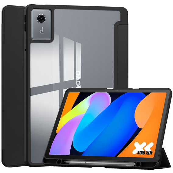 Husă pentru Lenovo Idea Tab 11" 2025 TB336FU TB336ZU, cu spate transparent și suport pentru stylus, negru