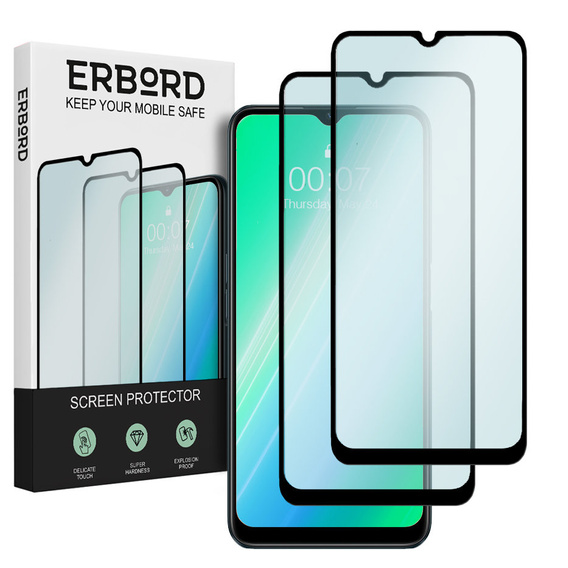 2x sticlă călită pentru Realme C31, ERBORD 3D pentru întregul display