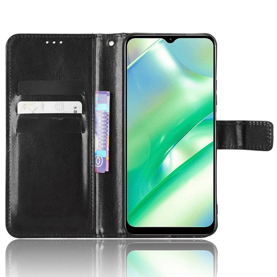 Cu clapetă pentru Realme C33, Crazy Horse Wallet, negru