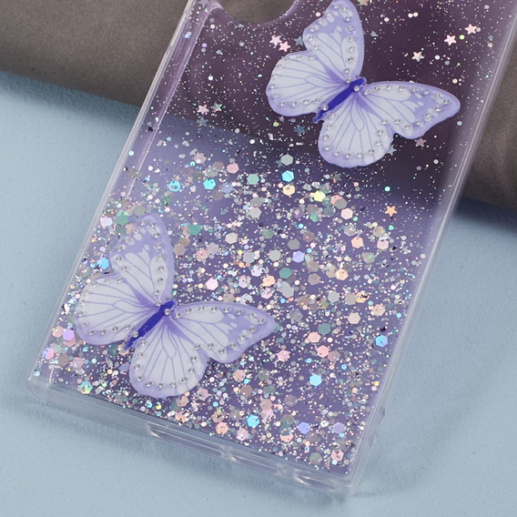 Husă pentru Samsung Galaxy S24 Ultra, Glitter Butterfly, violet