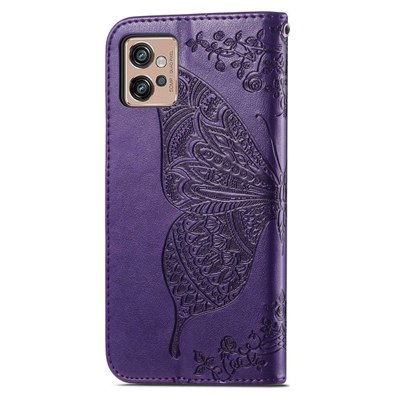 Cu clapetă pentru Motorola Moto G32, Butterfly, violet