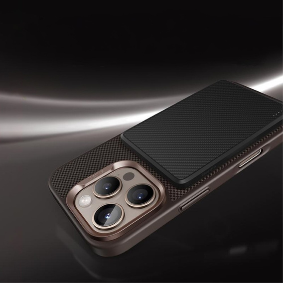 Carcasa BENKS Kevlar pentru iPhone 16 Pro Max, pentru MagSafe, Carbon Fiber, maro