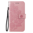 Cu clapetă pentru Samsung Galaxy S21 FE, Mandala, roz rose gold