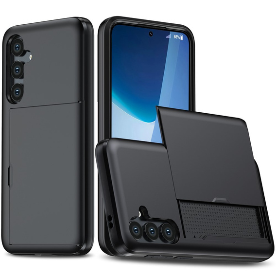 Huse pentru Samsung Galaxy A36 5G, Sliding Card Holder, negru