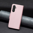 Cu clapetă pentru Samsung Galaxy A25 5G, Wallet Litchi Leather, roz + sticlă 9H