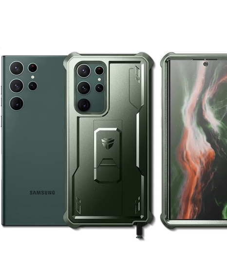 Husă blindată pentru Samsung Galaxy S22 Ultra, Dexnor Full Body, verde