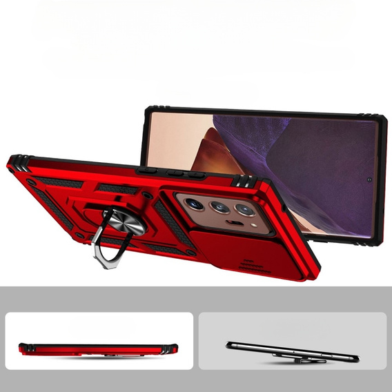 Husă blindată pentru Samsung Galaxy Note 20 Ultra, CamShield Slide, roșu