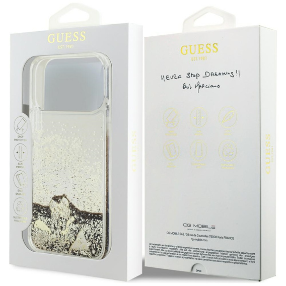 Husă GUESS Liq. Glitter 4 Charms pentru iPhone 17 Pro