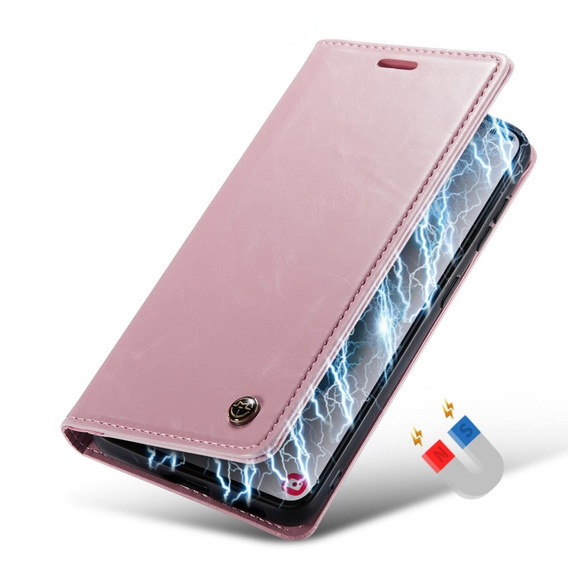 Carcasă flip CASEME pentru Samsung Galaxy S21, Waxy Textured, roz