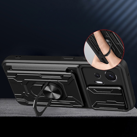 Husă blindată pentru Motorola Edge 30 Neo 5G, Camera Slide Card Slot, negru