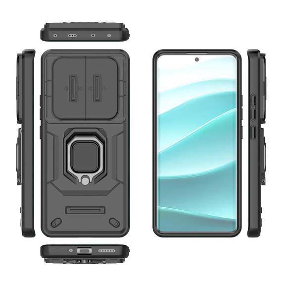 Husă pentru Xiaomi Redmi Note 14 Pro 5G /  Poco X7 5G, KickStand Camera Lens, negru