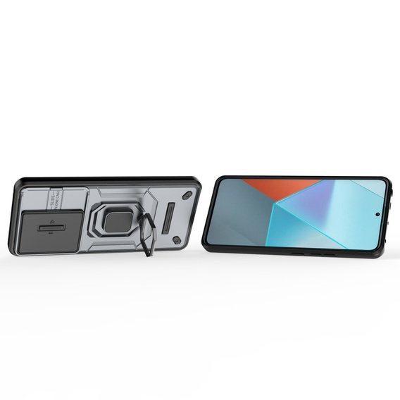 Husă pentru Xiaomi Redmi Note 13 Pro 5G, KickStand Camera Lens, gri