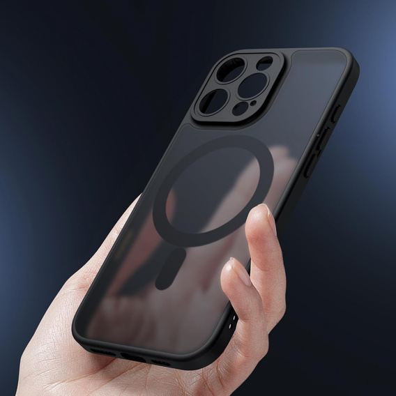 Husă pentru iPhone 16 Pro, pentru MagSafe, ERBORD Matt Case, negru + sticlă pentru ecran