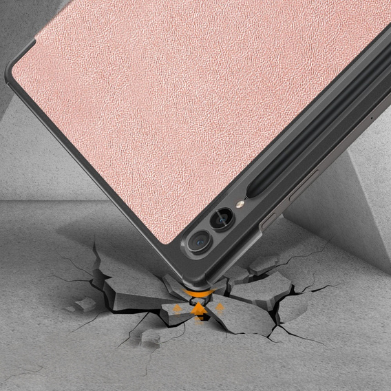 Husă pentru Samsung Galaxy Tab S9 FE+ Plus, Smartcase cu spațiu pentru stylus, roz rose gold