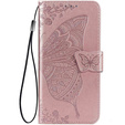 Cu clapetă pentru Xiaomi Redmi A5, Butterfly, roz rose gold