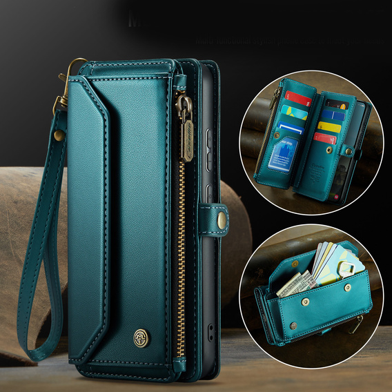 Husă portofel din piele CASEME RFID pentru Samsung Galaxy S26, verde