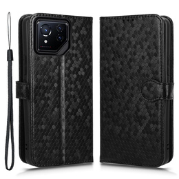 Husa cu clapetă pentru ASUS ROG Phone 8 Pro, Wallet Rhombus, negru